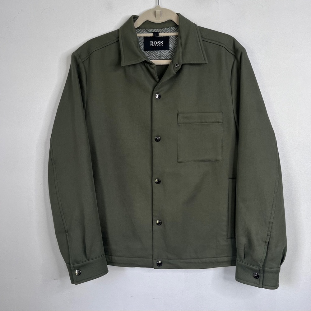 Hugo Boss Jacket Men’s 36R Coach Carter Snap Front Cotton Lightweight Green